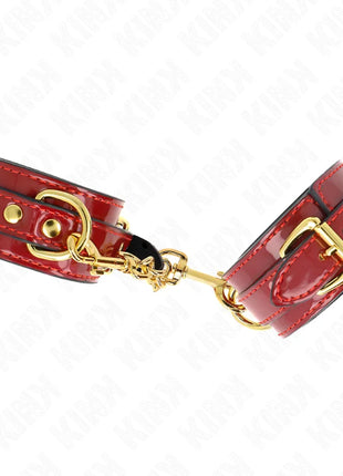 KINK - JOANNA ANGEL HANDGELENKMANSCHETTEN ROT VERSTELLBAR MIT GOLDKETTE 16,5-26 CM X 4 CM
