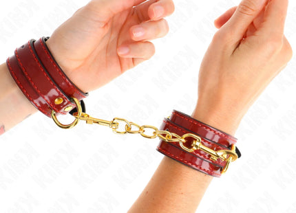 KINK - JOANNA ANGEL HANDGELENKMANSCHETTEN ROT VERSTELLBAR MIT GOLDKETTE 16,5-26 CM X 4 CM