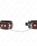 KINK - KLEINE HANDGELENKSFESSELN SCHWARZ MIT ROTEM FUTTER VERSTELLBAR 14-24 CM X 3,5 CM