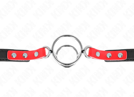 KINK - KNEBEL MIT MEHREREN O-RINGEN 4 / 4,8 CM ROT 38 X 56 CM