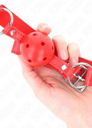 KINK - KOMPLETTER ROTER HOHLBALLKNEBEL 62 x 2 CM