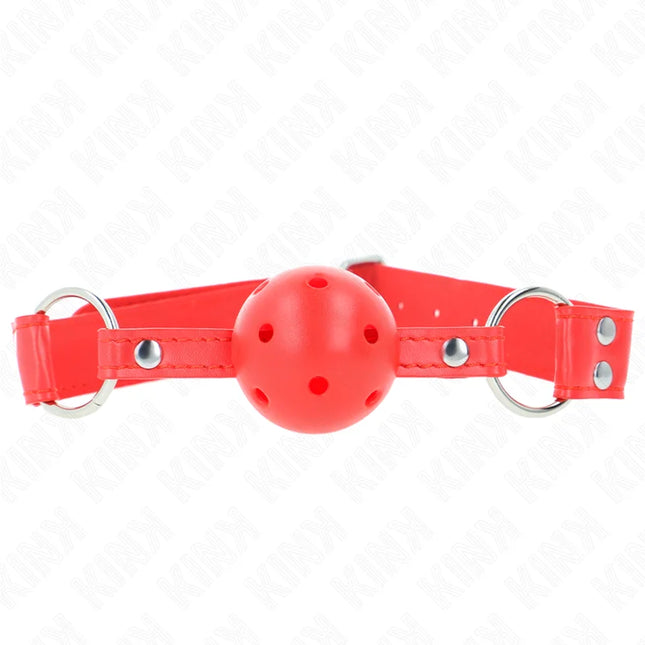 KINK - KOMPLETTER ROTER HOHLBALLKNEBEL 62 x 2 CM