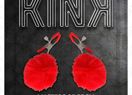 KINK - KUNSTFELLBALL-NIPPELKLAMMER ROT 6 CM