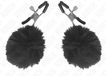 KINK - KUNSTFELLBALL-NIPPELKLAMMER SCHWARZ 6 CM