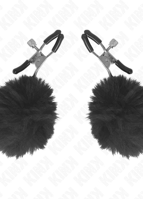 KINK - KUNSTFELLBALL-NIPPELKLAMMER SCHWARZ 6 CM
