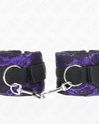KINK - KURZE HANDGELENKSFESSELN AUS SAMTSPITZE UND NYLONBINDUNG LILA/SCHWARZ 23 X 6,5 CM
