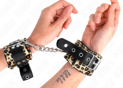 KINK - LEOPARD HANDGELENKFESSEL AUS ECHTLEDER VERSTELLBAR 18-29 CM X 5,5 CM