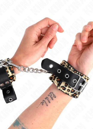 KINK - LEOPARD HANDGELENKFESSEL AUS ECHTLEDER VERSTELLBAR 18-29 CM X 5,5 CM