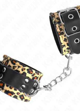 KINK - LEOPARD HANDGELENKFESSEL AUS ECHTLEDER VERSTELLBAR 18-29 CM X 5,5 CM