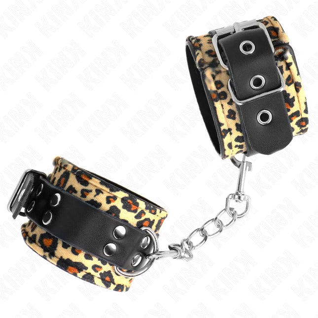 KINK - LEOPARD HANDGELENKFESSEL AUS ECHTLEDER VERSTELLBAR 18-29 CM X 5,5 CM