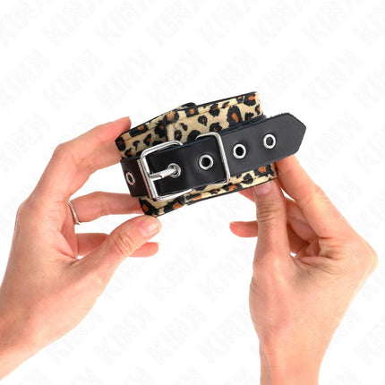 KINK - LEOPARD HANDGELENKFESSEL AUS ECHTLEDER VERSTELLBAR 18-29 CM X 5,5 CM