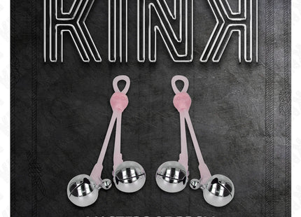 KINK - LEUCHTENDE TOTENKOPF-NIPPELKLAMMERN MIT RINGGLÖCKCHEN VERSTELLBAR ROSA/SILBER