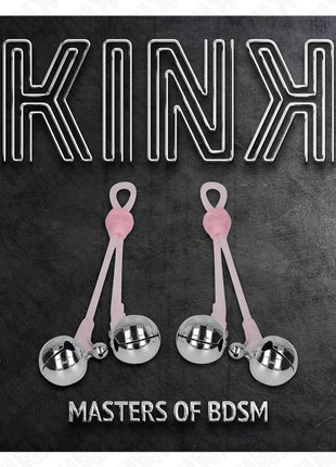 KINK - LEUCHTENDE TOTENKOPF-NIPPELKLAMMERN MIT RINGGLÖCKCHEN VERSTELLBAR ROSA/SILBER