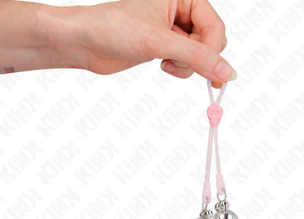 KINK - LEUCHTENDE TOTENKOPF-NIPPELKLAMMERN MIT RINGGLÖCKCHEN VERSTELLBAR ROSA/SILBER