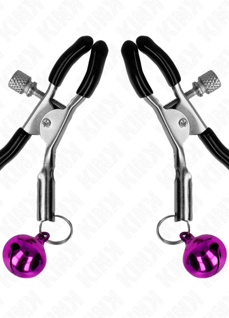 KINK - LILA NIPPELKLEMME MIT EINZELNEN GLOCKEN 6 CM