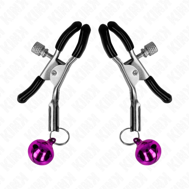 KINK - LILA NIPPELKLEMME MIT EINZELNEN GLOCKEN 6 CM