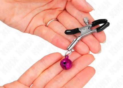 KINK - LILA NIPPELKLEMME MIT EINZELNEN GLOCKEN 6 CM