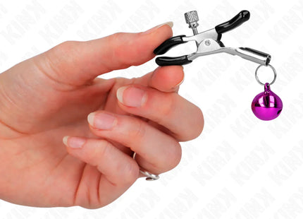 KINK - LILA NIPPELKLEMME MIT EINZELNEN GLOCKEN 6 CM
