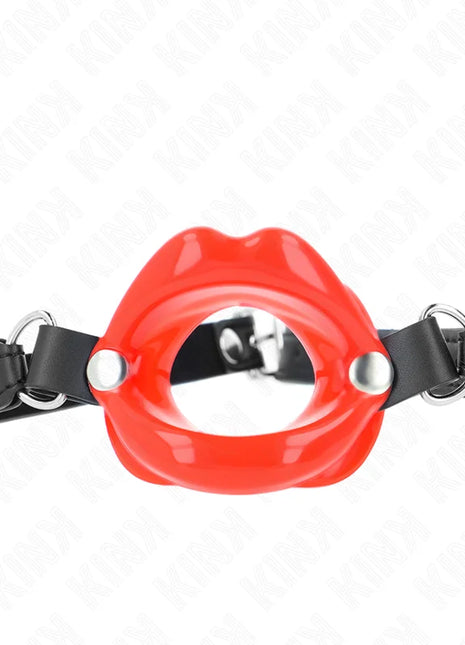 KINK - LIP 8 CM KNEBEL MIT ROTEM KUNSTLEDERBAND 63 x 2 CM VERSTELLBAR 39-58 CM