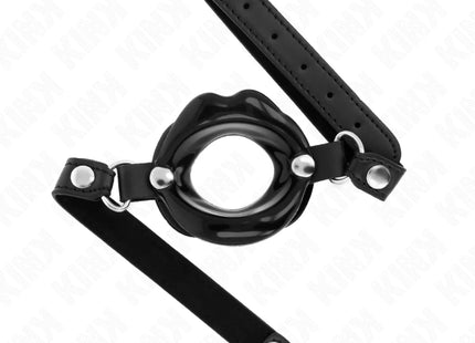 KINK - LIP 8 CM KNEBEL MIT SCHWARZEM KUNSTLEDERBAND 63 x 2 CM VERSTELLBAR 39-58 CM