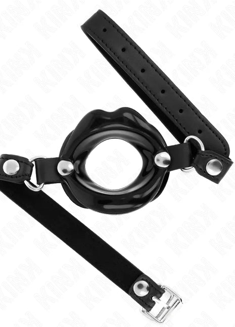 KINK - LIP 8 CM KNEBEL MIT SCHWARZEM KUNSTLEDERBAND 63 x 2 CM VERSTELLBAR 39-58 CM
