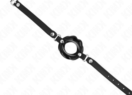 KINK - LIP 8 CM KNEBEL MIT SCHWARZEM KUNSTLEDERBAND 63 x 2 CM VERSTELLBAR 39-58 CM