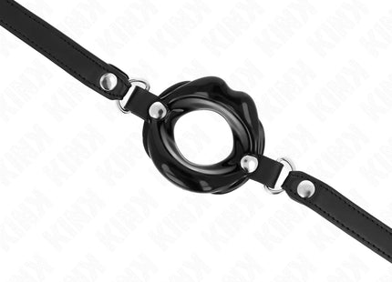 KINK - LIP 8 CM KNEBEL MIT SCHWARZEM KUNSTLEDERBAND 63 x 2 CM VERSTELLBAR 39-58 CM