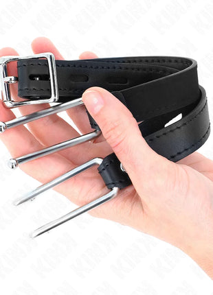 KINK - METALLHAKENKNEBEL 11,5 CM MIT KUNSTLEDERBAND VERSTELLBAR 39-58 CM X 2 CM