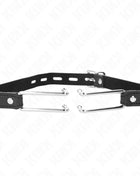 KINK - METALLHAKENKNEBEL 11,5 CM MIT KUNSTLEDERBAND VERSTELLBAR 39-58 CM X 2 CM