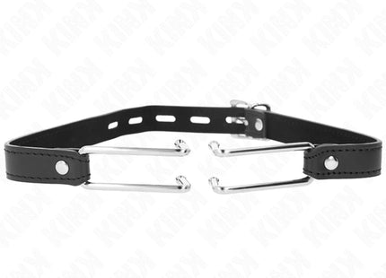 KINK - METALLHAKENKNEBEL 11,5 CM MIT KUNSTLEDERBAND VERSTELLBAR 39-58 CM X 2 CM