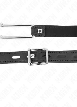 KINK - METALLHAKENKNEBEL 11,5 CM MIT KUNSTLEDERBAND VERSTELLBAR 39-58 CM X 2 CM