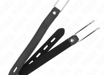 KINK - METALLHAKENKNEBEL 11,5 CM MIT KUNSTLEDERBAND VERSTELLBAR 39-58 CM X 2 CM