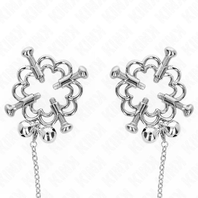 KINK - METALLISCHE BLUMEN-NIPPELKLAMMERN MIT KETTE