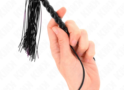 KINK - MINI SILIKONPEITSCHE MIT 6 SCHWARZEN PERLEN 26 CM