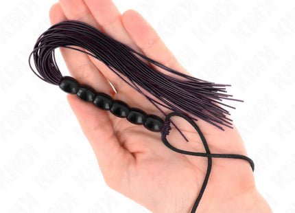 KINK - MINI SILIKONPEITSCHE MIT 6 SCHWARZEN PERLEN 26 CM