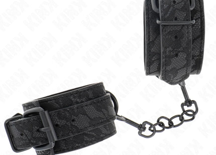 KINK - MIT DUNKLER SPITZE ÜBERZOGENE HANDGELENKMANSCHETTEN VERSTELLBAR SCHWARZ 19-26 CM