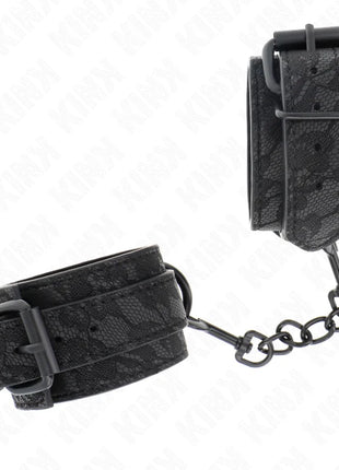 KINK - MIT DUNKLER SPITZE ÜBERZOGENE HANDGELENKMANSCHETTEN VERSTELLBAR SCHWARZ 19-26 CM