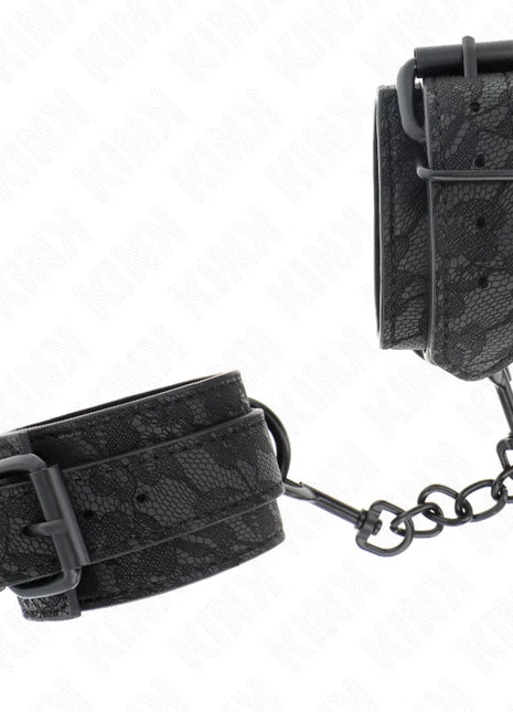 KINK - MIT DUNKLER SPITZE ÜBERZOGENE HANDGELENKMANSCHETTEN VERSTELLBAR SCHWARZ 19-26 CM