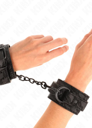 KINK - MIT DUNKLER SPITZE ÜBERZOGENE HANDGELENKMANSCHETTEN VERSTELLBAR SCHWARZ 19-26 CM