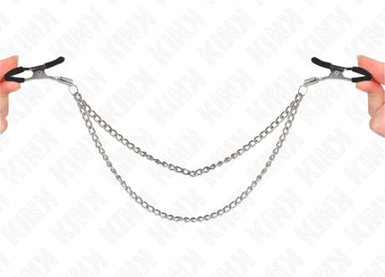KINK - NIPPELKLEMMEN MIT 2 DICKEN KETTEN SILBER 20/23 CM