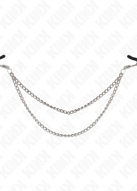 KINK - NIPPELKLEMMEN MIT 2 DICKEN KETTEN SILBER 20/23 CM