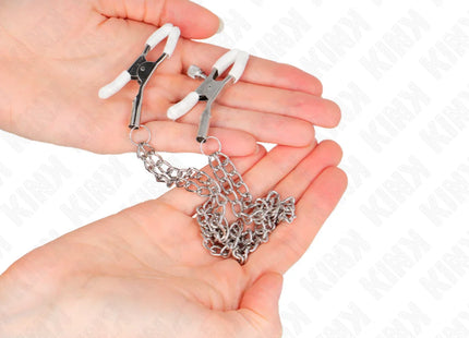 KINK - NIPPELKLEMMEN MIT 2 DÜNNEN KETTEN SILBER 20/23 CM