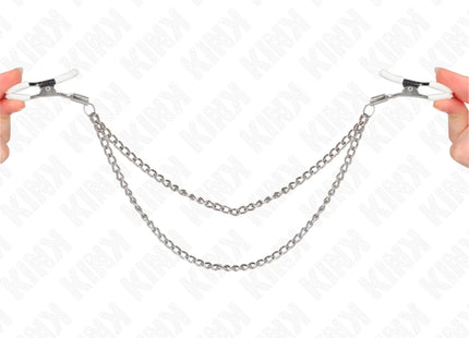 KINK - NIPPELKLEMMEN MIT 2 DÜNNEN KETTEN SILBER 20/23 CM