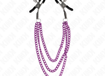 KINK - NIPPELKLEMMEN MIT 3 KETTEN LILA 20/23/28 CM