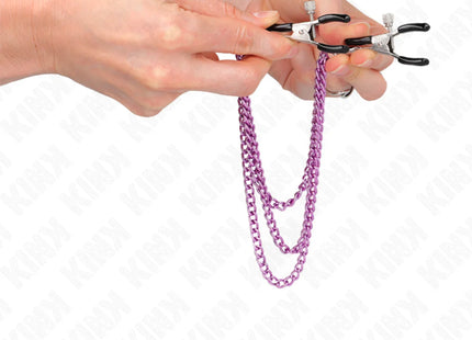 KINK - NIPPELKLEMMEN MIT 3 KETTEN LILA 20/23/28 CM