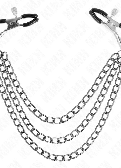 KINK - NIPPELKLEMMEN MIT 3 KETTEN SCHWARZ 20/23/28 CM