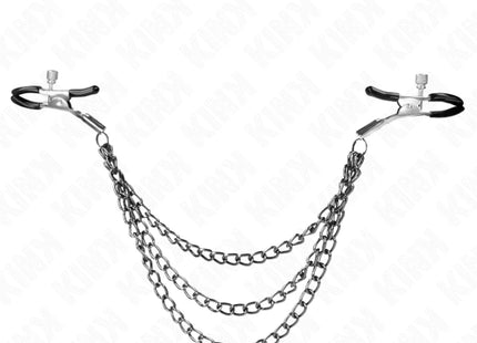 KINK - NIPPELKLEMMEN MIT 3 KETTEN SCHWARZ 20/23/28 CM