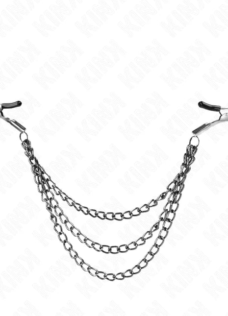 KINK - NIPPELKLEMMEN MIT 3 KETTEN SCHWARZ 20/23/28 CM