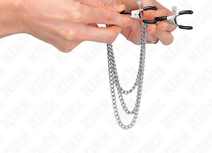 KINK - NIPPELKLEMMEN MIT 3 KETTEN SILBER 20/23/28 CM