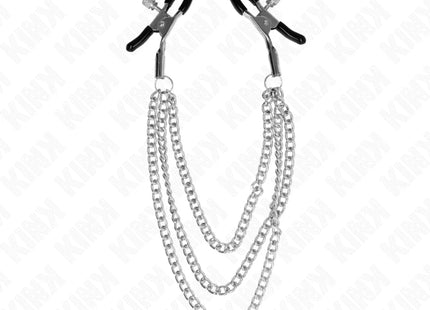 KINK - NIPPELKLEMMEN MIT 3 KETTEN SILBER 20/23/28 CM